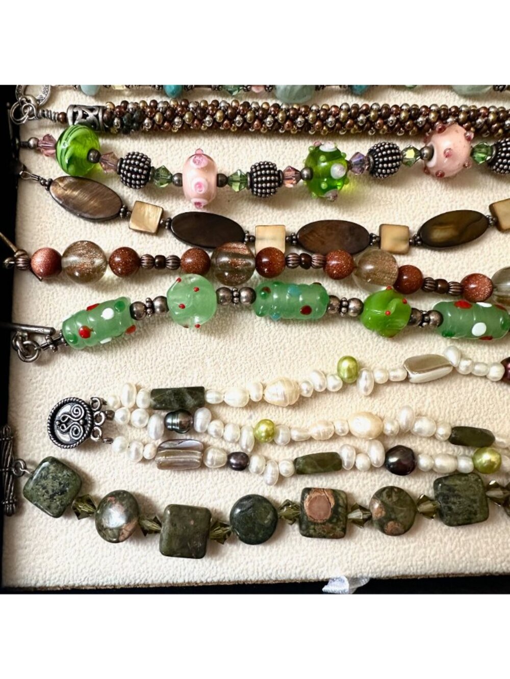 Jewelry Lot Bracelets Art Glass Gemstone Mixed Metals Untested - Picture 4 of 12